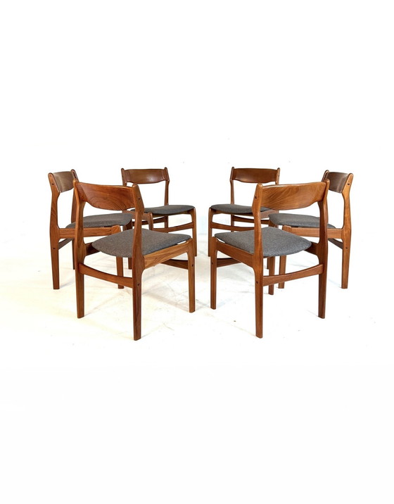 Image 1 of 6 sedie da pranzo restaurate Burchardt-Nielsen anni '70