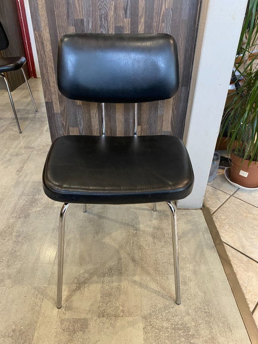 Silla N3 vintage de piel sintética negra de los años 70