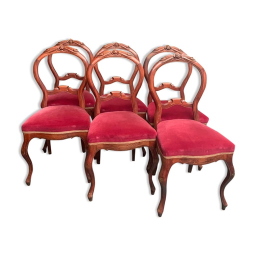 Conjunto de sillas estilo Luis XV. – eetkamerstoelen