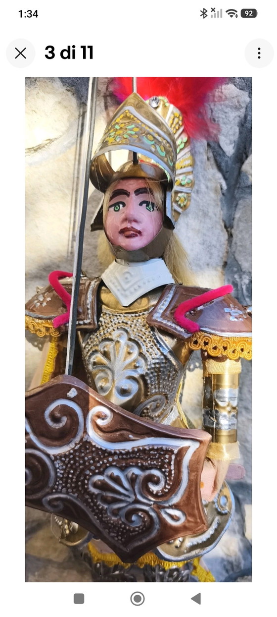 Marionnette vintage Angelica, 50 cm, armure en laiton, pour cérémonie d'honneur – Objets déco, Metal, Textile (photo 3 of 12)