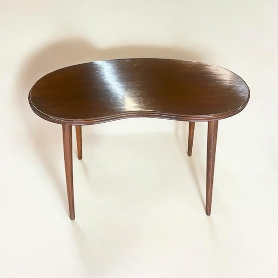 Image 1 of Kidney-shaped table, wooden side table from the 1950s, made in Germany