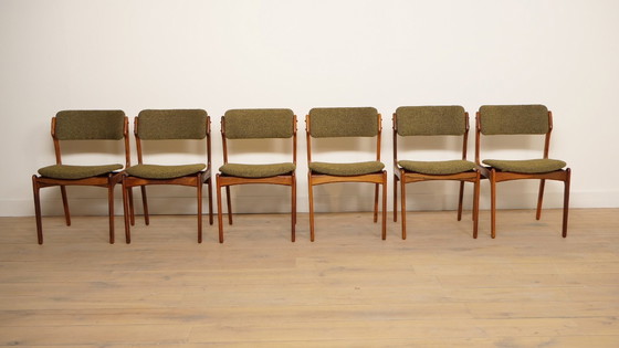 Image 1 of 6 x eetkamerstoelen | Erik Buch | Model 49 | Teak | Opnieuw gestoffeerd