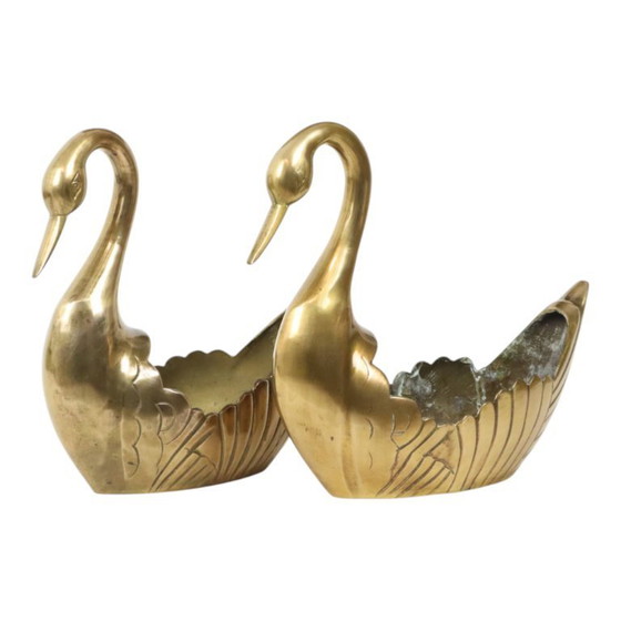 Image 1 of Vaso da fiori Swan Jardinières in ottone