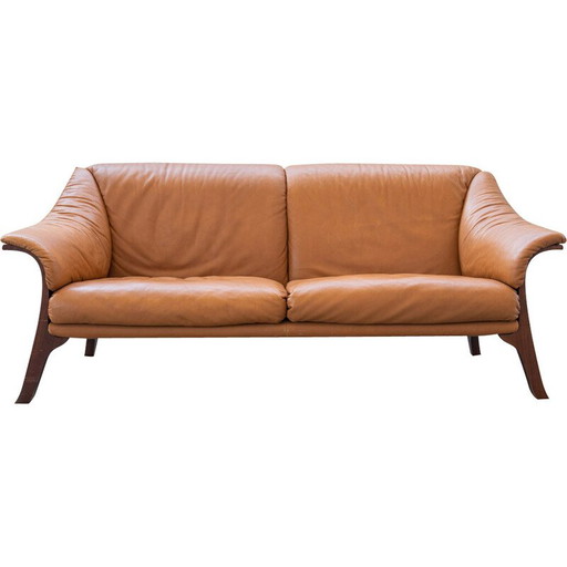 Vintage Frau sofa in cognac-colored leather, 1980-1990