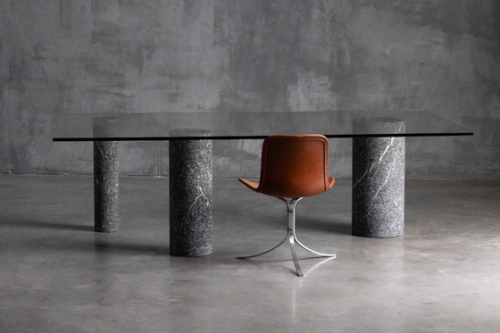 Image 1 of Esstisch aus Marmor und Glas von Massimo Vignelli, Italien, 1980er Jahre