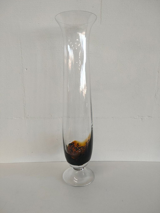 Jarrón alto de cristal para suelo/jarrón de pie de cristal moteado (hecho a mano)
