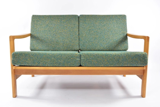 Image 1 of Mottled green BZ sofa