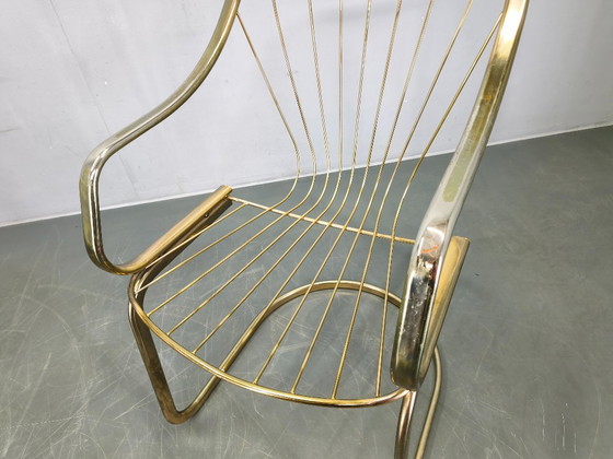Image 1 of Set of 5 Gastone Rinaldi Brass Dining Chairs for Rima, Italy 1970s