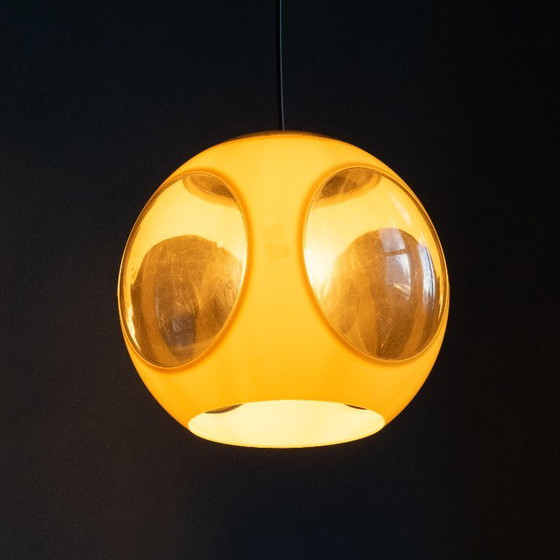 Image 1 of Gele, massieve insectenoog, ruimtetijdperk hanglamp