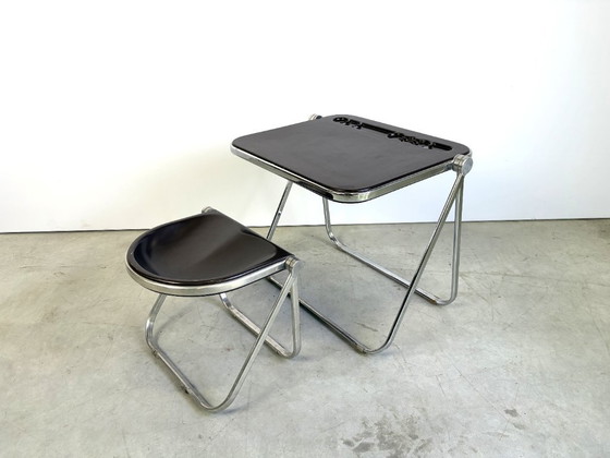 Platone folding table with stool by Giancarlo Piretti for Castelli, 1970s, Anonima Castelli, Desk, Metal (photo 5 of 15)