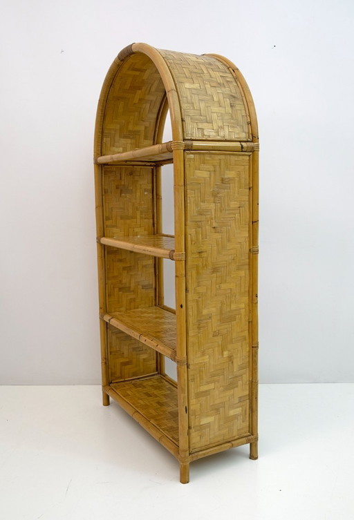 Pair of Italian Small Bamboo Bookcases, 1970s