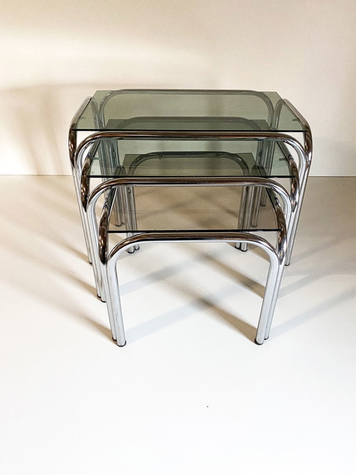 Midcentury chrome mirror set