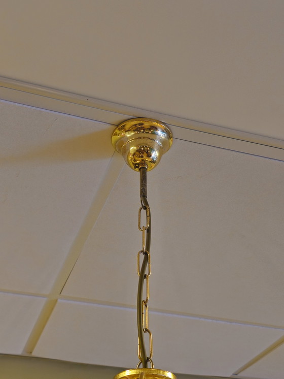 Image 1 of Lampadario a goccia vintage di Murano Lampada a sospensione in ottone fumé