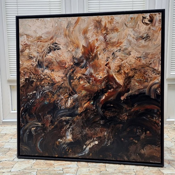 Image 1 of Cuadro abstracto moderno hecho a mano contemporáneo 100x100 cm