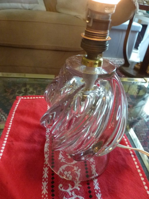 lampada da tavolo in cristallo ritorto