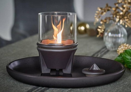 Juego de Adviento: cuenco celta y soporte para fuego fundidor con cristal de viento