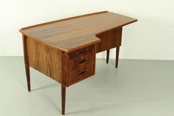 Image 1 of Mid Century Rosenholz Bumerang-Schreibtisch, 1960er Jahre