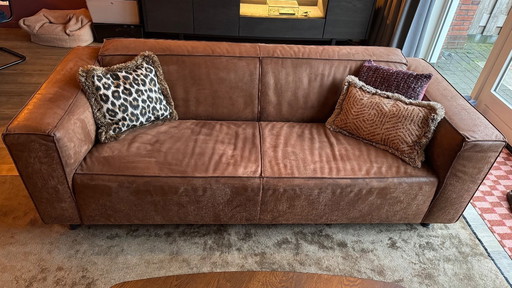 Bruine imitatieleren 3 zits bank