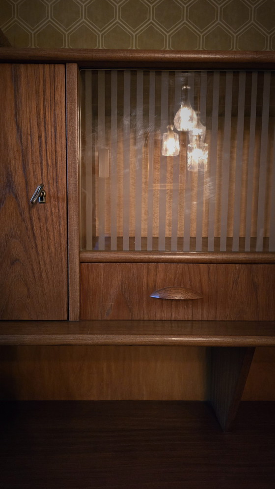 Image 1 of Danish Teak Highboard With Glass Windows