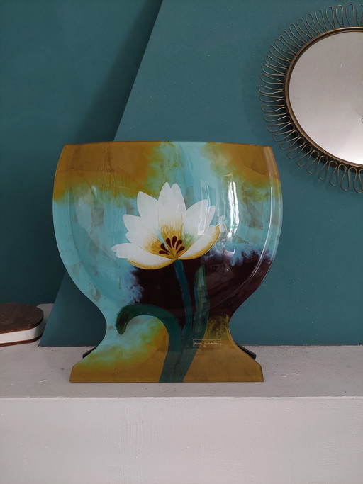 Maria Mazotto Hand Painted Glass Vase