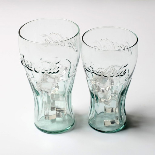 Set van 2 vintage Georgia Green Coca-Cola glazen / Klassieke Coca-Cola glazen / jaren 2000