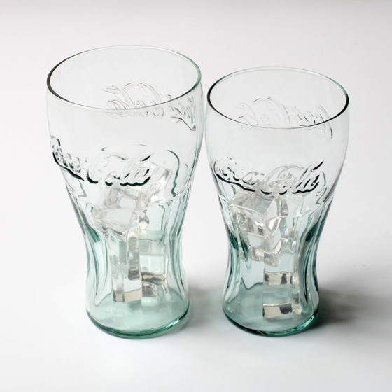 Image 1 of Set van 2 vintage Georgia Green Coca-Cola glazen / Klassieke Coca-Cola glazen / jaren 2000
