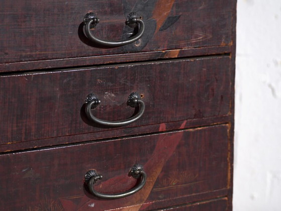 Antico kodansu giapponese laccato con cinque cassetti – Giappone, circa 1900 – Cassettiere, Iron (photo 17 of 40)