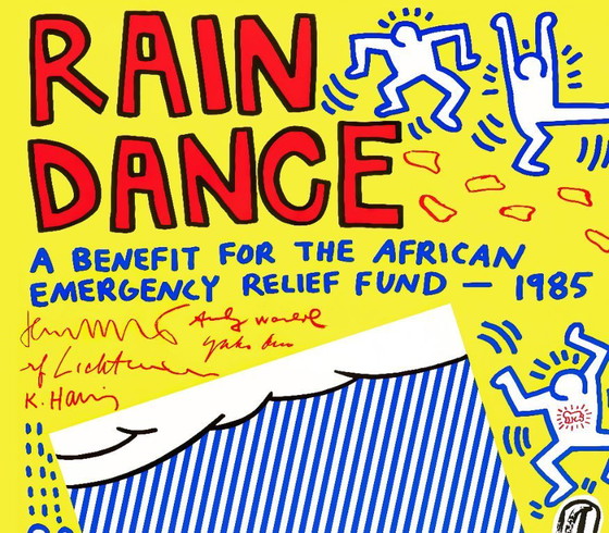Image 1 of Rain Dance - UNICEF Warhol Lichtenstein Haring Basquiat Ono - 1985 - Poster 70 x 100 cm