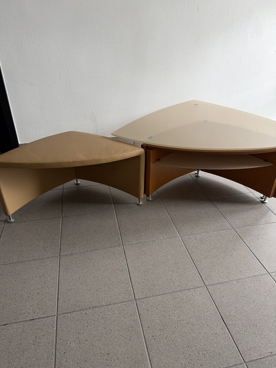 Image 1 of Leolux Joey coffee table + leather side table