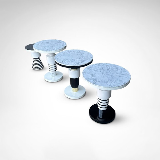Image 1 of hand crafted side table of ceramic and marble in memphis style by Casalto 2020, set of 4