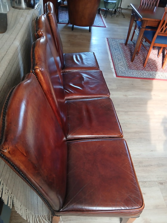 Image 1 of Fraaie leren eetkamerstoelen3