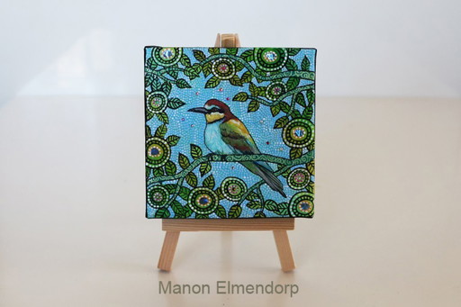 Unique Hand-painted Painting incl. Donkey Bee-eater