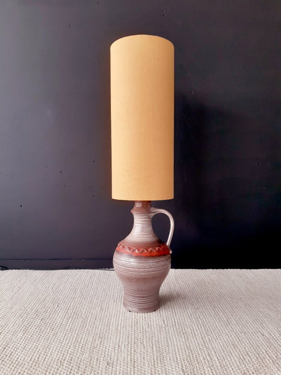 Image 1 of Lampadaire vintage de l'Allemagne de l'Ouest avec abat-jour unique fait à la main par nos soins