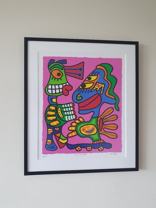 Screen print by Ton Pret, beautifully framed, Child in Time