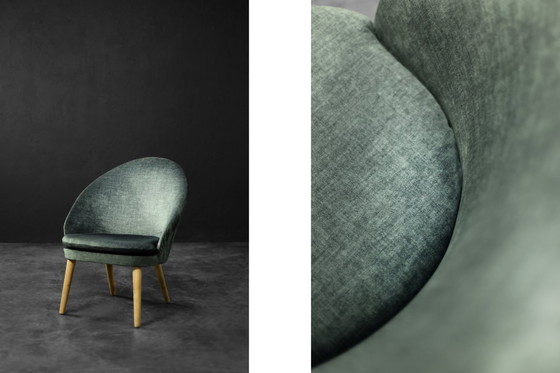 Image 1 of Vintage Mid Century Deens Modern Eiken & Stoffen Fauteuil 301 van Ejvind A. Johansson voor Godtfred H. Petersen, jaren 1950