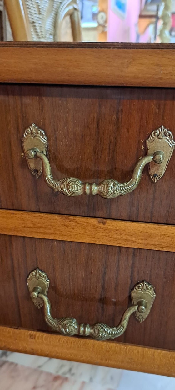 2 Vintage Nightstands, Bronze, Wood, Brown (photo 7 of 10)