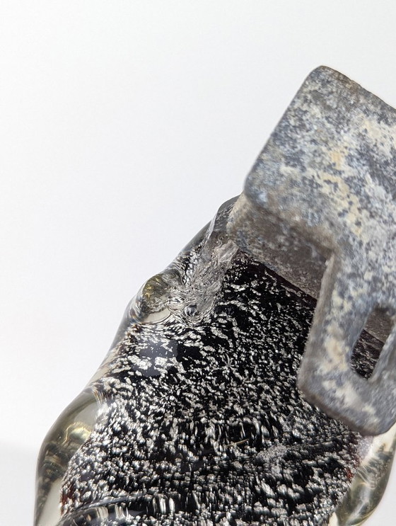 Image 1 of Pair of Hand-Blown Murano Glass Spiral Door Handles with Silver Dust, 1960s