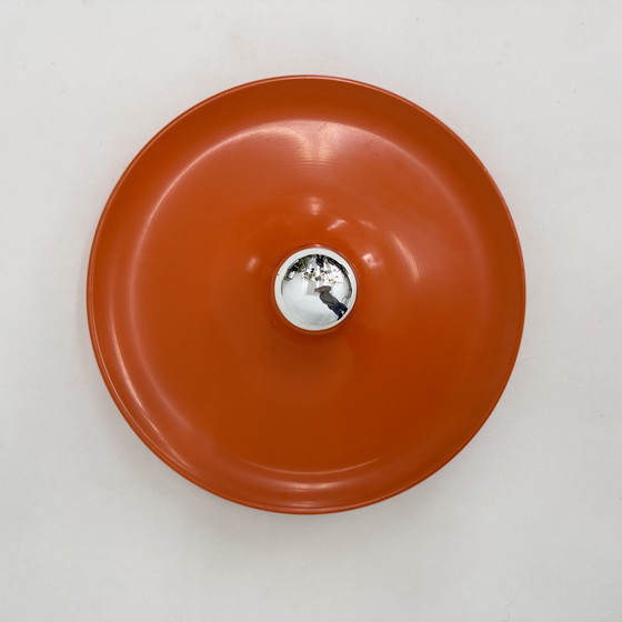 Image 1 of Lampada a disco Honsel Orange Space Age di Mid-Century Design, anni '70 attribuita a Charlotte Perriand per Les Arcs