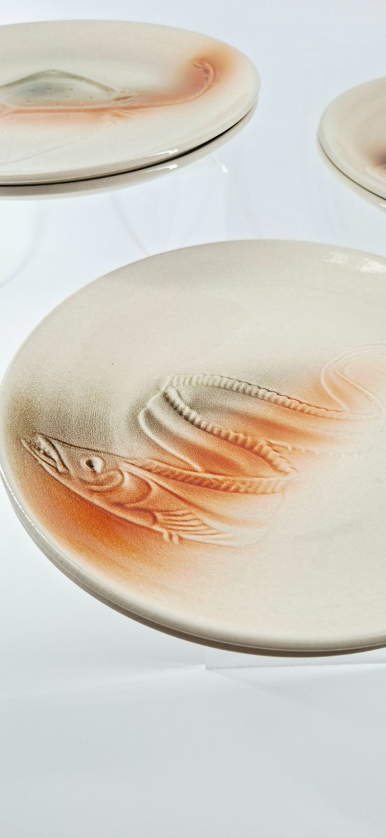 Set van 6 visborden – Saint-Amand aardewerk, vintage jaren 50-60 – saint arnand, Servies, Ceramic (photo 7 of 18)