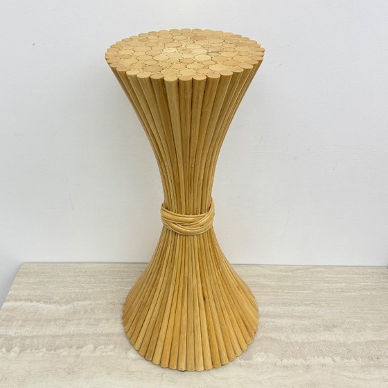 Rattan column, sand-colored, Wood, Beige, Vintage (photo 10 of 12)