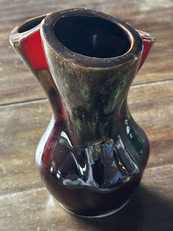 Image 1 of Triflore Vintage Vallauris ceramic vase H 16 cm