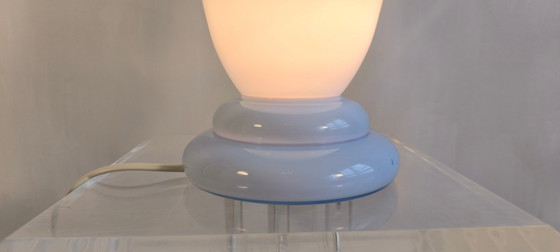 Image 1 of 😍✨ Magnificent large vintage lamp in opaline blue Bohemian glass — signed Czechoslovakia — 1960s/70s ✨😍