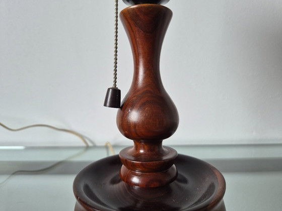 Image 1 of Lampe de table/de chevet japonaise vintage en bois