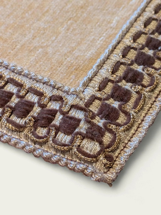 Vintage Table Runner in Light Brown with Gold Border & Green Underside – 101 × 40 cm – Table accessories (photo 2 of 6)