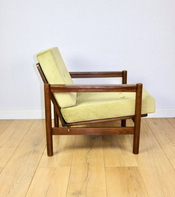 Image 1 of Fauteuil en bois design Z. Baczyk, marron olive vintage - 3 exemplaires disponibles