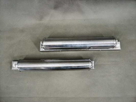 Image 1 of Paar Bauhaus-Wandleuchten aus Chrom von Napako, Tschechoslowakei, 1940er Jahre