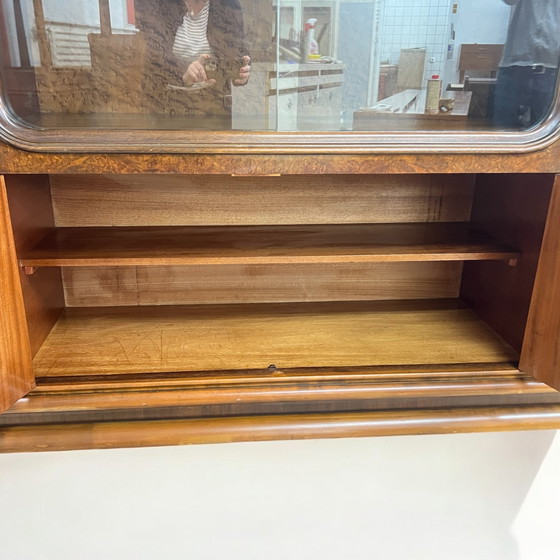 Image 1 of Art Deco bookcase/wall cabinet - Germany around 1930 - by EHD made of walnut with veneered fronts