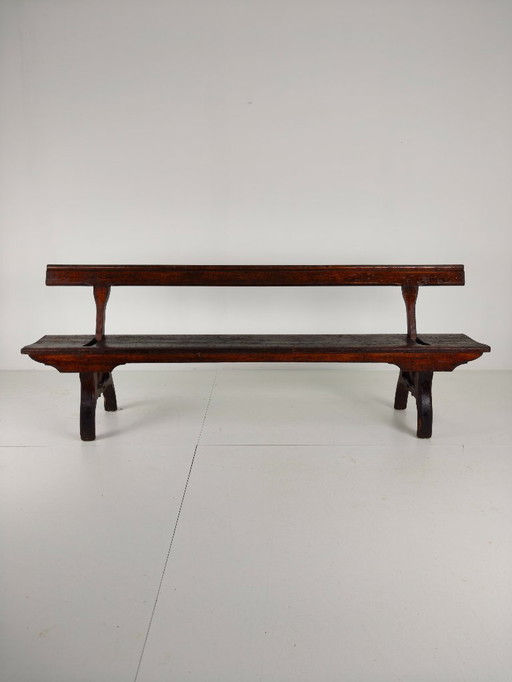 Banco ferroviario victoriano de pino albar – Halstead's, Todmorden