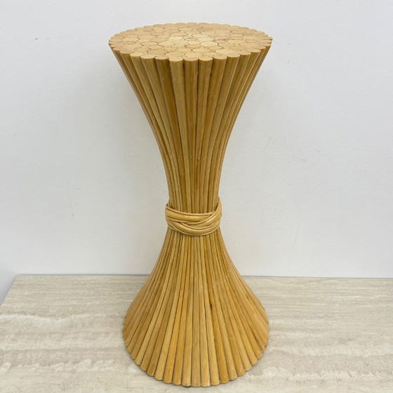 Rattan column, sand-colored, Wood, Beige, Vintage (photo 9 of 12)