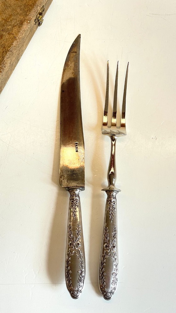Image 1 of Silver-plated cutlery set with Minerva helmet, Paris